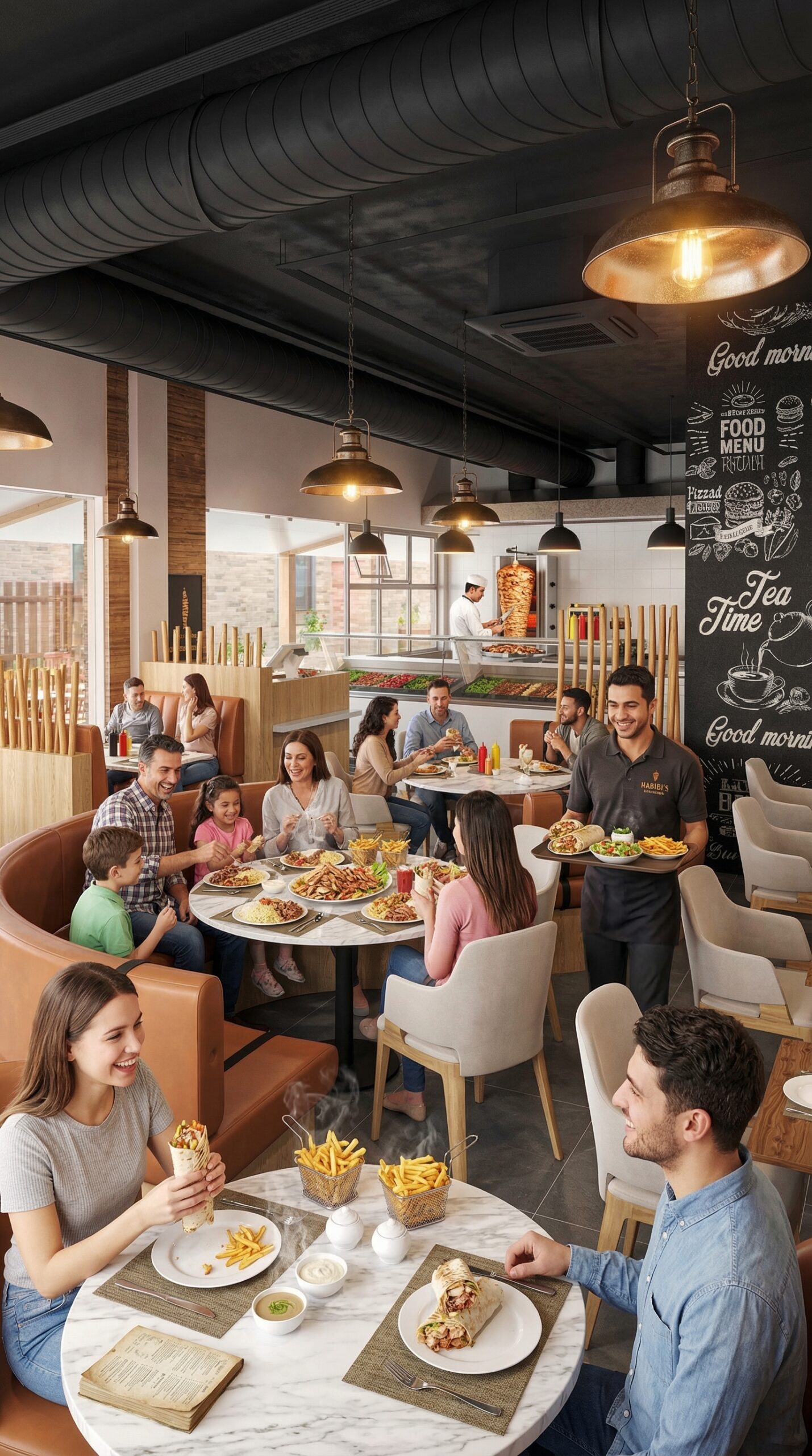 maroc 3d shawarma restaurant intérieure IA