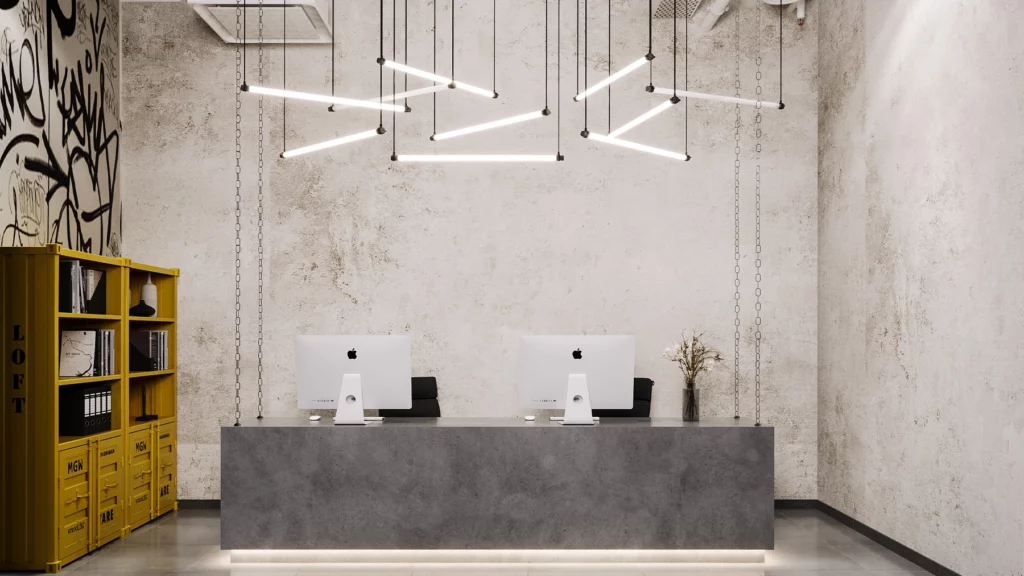 aménagement accueil style industriel métal noir