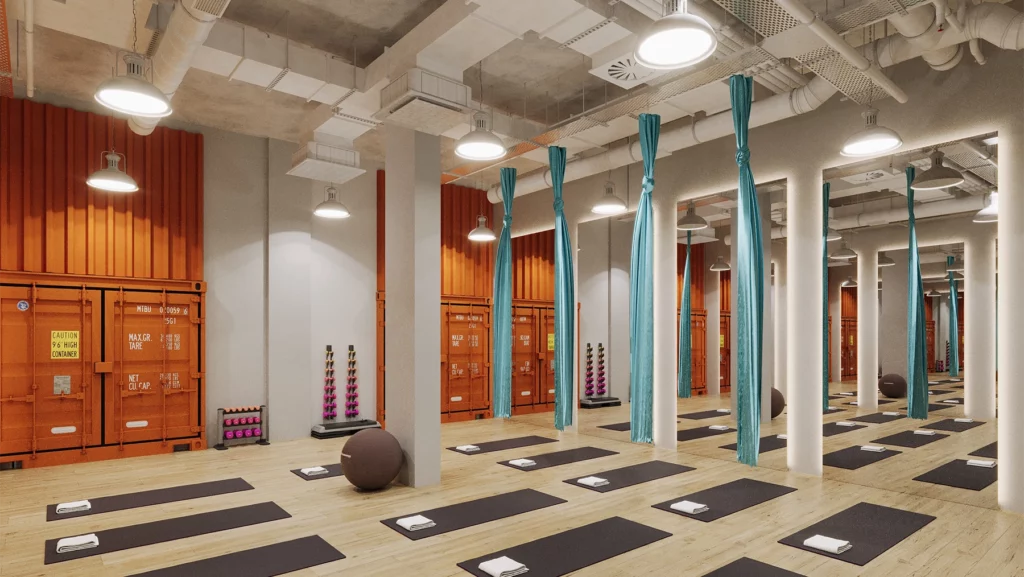 design espace yoga industrielle béton