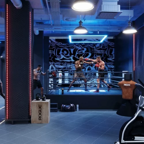 salle de box design intérieur 3d photoréaliste